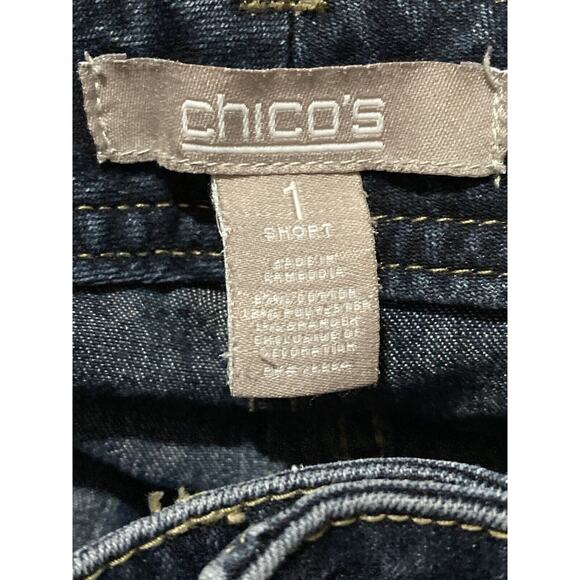 Chico's Women's Straight Leg Denim Jeans Medium Wash Blue Size 8 (1) Short - Picture 2 of 6